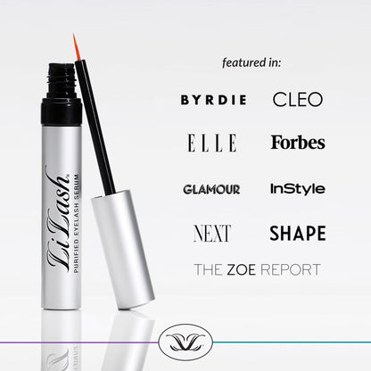 LiLash Purified Eyelash Serum for Longer & Fuller-Looking Lashes - Eyelash Enhancer, Safe for Use with Contacts, Lash Extensions, Sensitive Eyes - Vegan & Cruelty-free (2mL, 90-Day Supply)