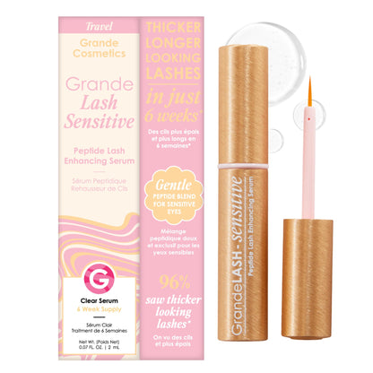 Grande Cosmetics GrandeLASH-Sensitive Peptide Infused Lash Serum for Fuller, Longer-Looking Natural Eyelashes, Enhancing Treatment with Nourishing Botanicals, Cruelty-Free – 6 Week Supply (2mL)