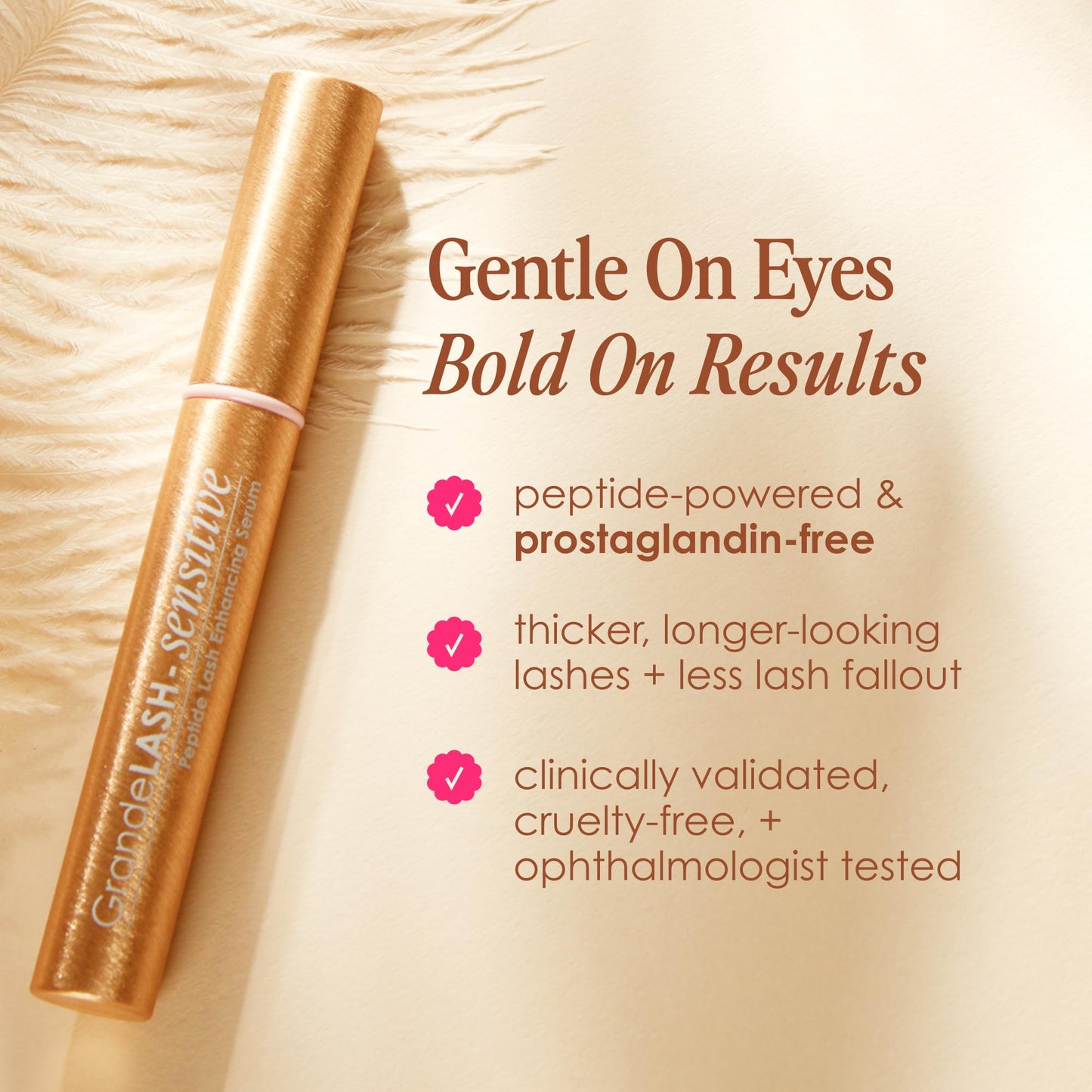Grande Cosmetics GrandeLASH-Sensitive Peptide Infused Lash Serum for Fuller, Longer-Looking Natural Eyelashes, Enhancing Treatment with Nourishing Botanicals, Cruelty-Free – 6 Week Supply (2mL)